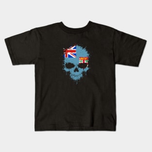 Chaotic Fiji Flag Splatter Skull Kids T-Shirt